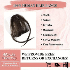 100% Human Hair Bangs Clip In Wispy Fringe for Women