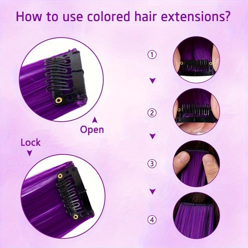 6pcs Red Hair Extensions Clip In 50 8 Cm Long Straight Heat Resistant Girls