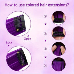 6pcs Red Hair Extensions Clip In 50 8 Cm Long Straight Heat Resistant Girls