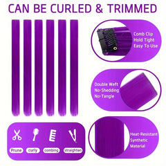 6pcs Red Hair Extensions Clip In 50 8 Cm Long Straight Heat Resistant Girls