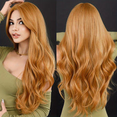 Long Wavy Ombre Blonde Wig Daily Cosplay Use Synthetic Middle Part Wigs