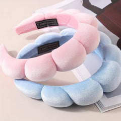Puffy Spa Headband with Washing Wristbands for Women