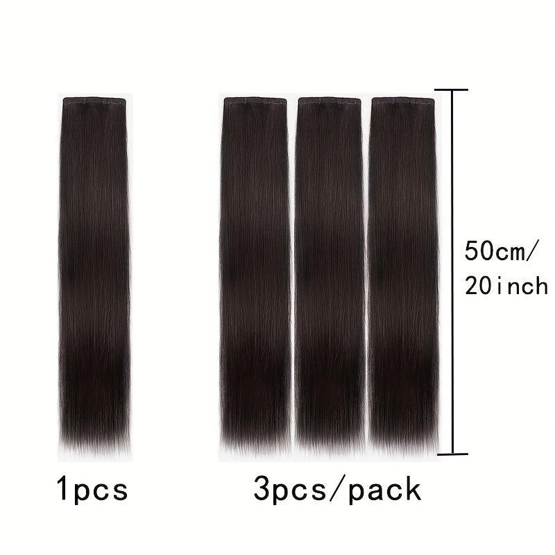 Thick Long Straight Clip In Extensions Pack of 3 for Women Girls 50.8 cm