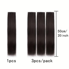 Thick Long Straight Clip In Extensions Pack of 3 for Women Girls 50.8 cm