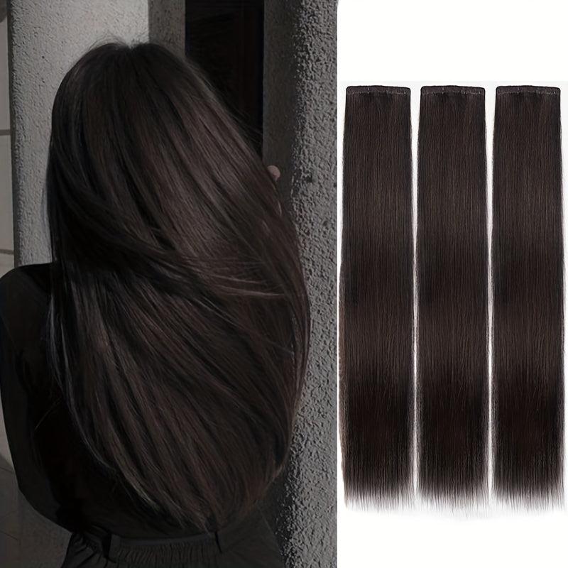 Thick Long Straight Clip In Extensions Pack of 3 for Women Girls 50.8 cm