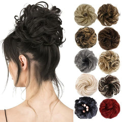 Curly Wavy Messy Hair Bun Extension