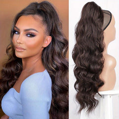 60 96 cm Curly Wave Drawstring Ponytail Extensions Synthetic Hairpiece