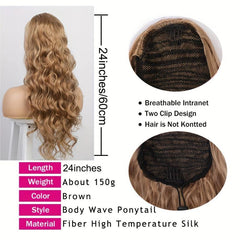 60 96 cm Curly Wave Drawstring Ponytail Extensions Synthetic Hairpiece
