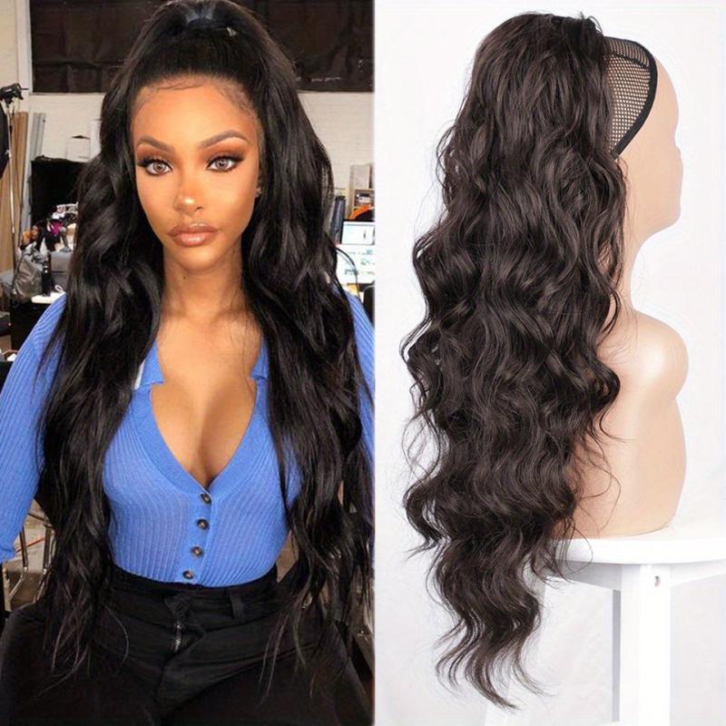60 96 cm Curly Wave Drawstring Ponytail Extensions Synthetic Hairpiece
