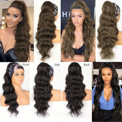 60 96 cm Curly Wave Drawstring Ponytail Extensions Synthetic Hairpiece