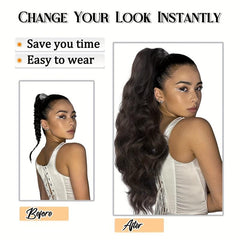 60 96 cm Curly Wave Drawstring Ponytail Extensions Synthetic Hairpiece
