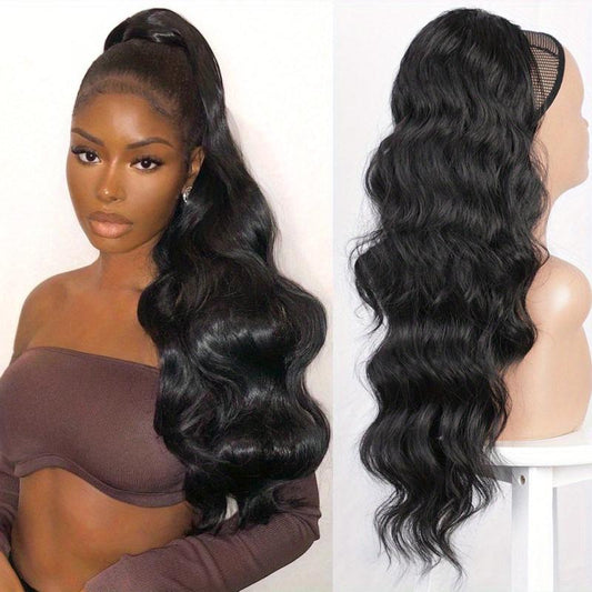 60 96 cm Curly Wave Drawstring Ponytail Extensions Synthetic Hairpiece