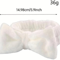 3pcs Bow Decor Spa Headband And Wristband Set Skin Care Headbands And Wristbands