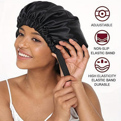 Satin Beauty Cap Double Layer Elastic Band Head Wrap