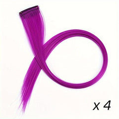 45 72 Cm Rainbow Synthetic Hair Extensions Straight Hair Clip 4pcs Hairpiece
