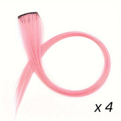 45 72 Cm Rainbow Synthetic Hair Extensions Straight Hair Clip 4pcs Hairpiece