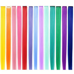 45 72 Cm Rainbow Synthetic Hair Extensions Straight Hair Clip 4pcs Hairpiece