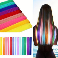 45 72 Cm Rainbow Synthetic Hair Extensions Straight Hair Clip 4pcs Hairpiece