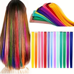 45 72 Cm Rainbow Synthetic Hair Extensions Straight Hair Clip 4pcs Hairpiece