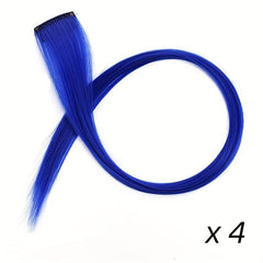 45 72 Cm Rainbow Synthetic Hair Extensions Straight Hair Clip 4pcs Hairpiece