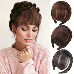 Synthetic Bangs With Braid Headband Clip In Hair Extension