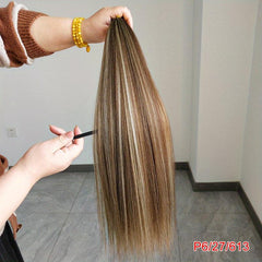 Long Straight Hair Weaving Bundles Synthetic Straight Ombre Bundles
