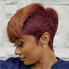 Short Pixie Cut Wig with Bangs Lemon Yellow Synthetic Layered Wigs