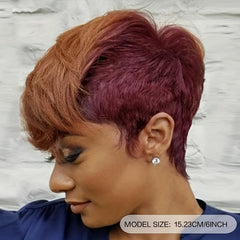 Short Pixie Cut Wig with Bangs Lemon Yellow Synthetic Layered Wigs