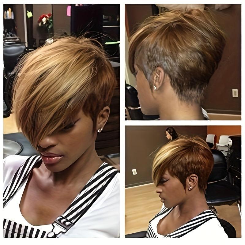 Short Pixie Cut Wig with Bangs Lemon Yellow Synthetic Layered Wigs