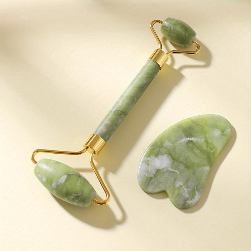 Jade Roller & Gua Sha Set for Face Massage Self Care