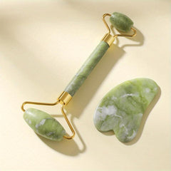 Jade Roller & Gua Sha Set for Face Massage Self Care