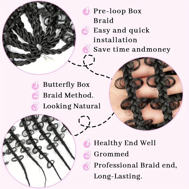 Butterfly Braids Crochet Hair Pre looped Synthetic Braiding Hair