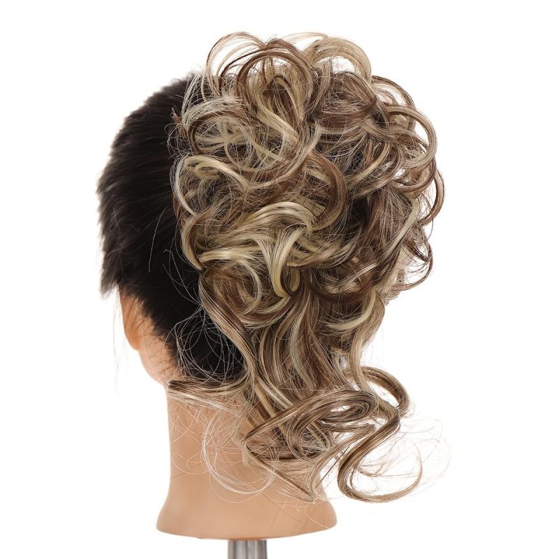 Messy Curly Hair Bun Chignon Elastic Hair Band Scrunchy Donut Updo Extensions