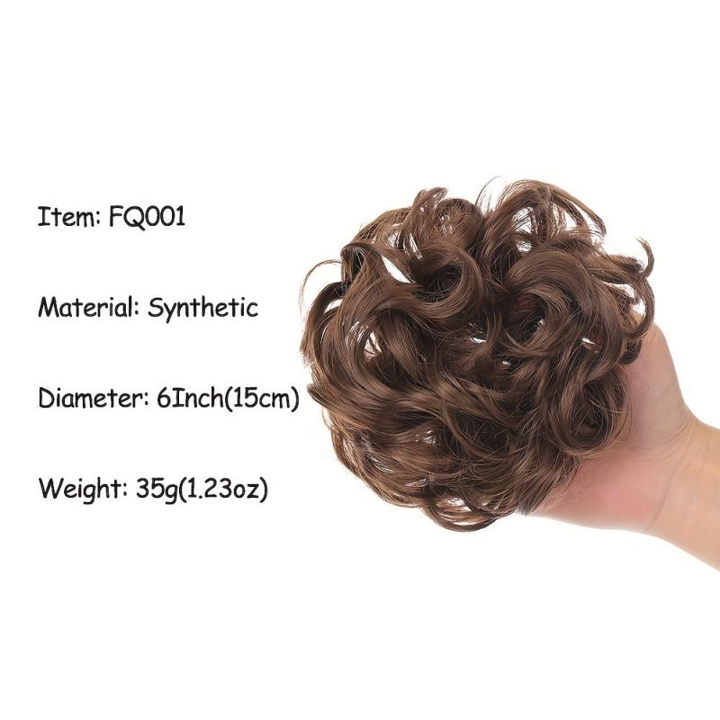 Messy Hair Bun Scrunchies Extension Curly Wavy Chignon Updo Hairpiece