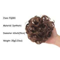 Messy Hair Bun Scrunchies Extension Curly Wavy Chignon Updo Hairpiece