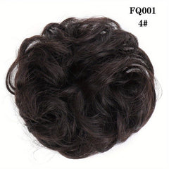 Messy Hair Bun Scrunchies Extension Curly Wavy Chignon Updo Hairpiece