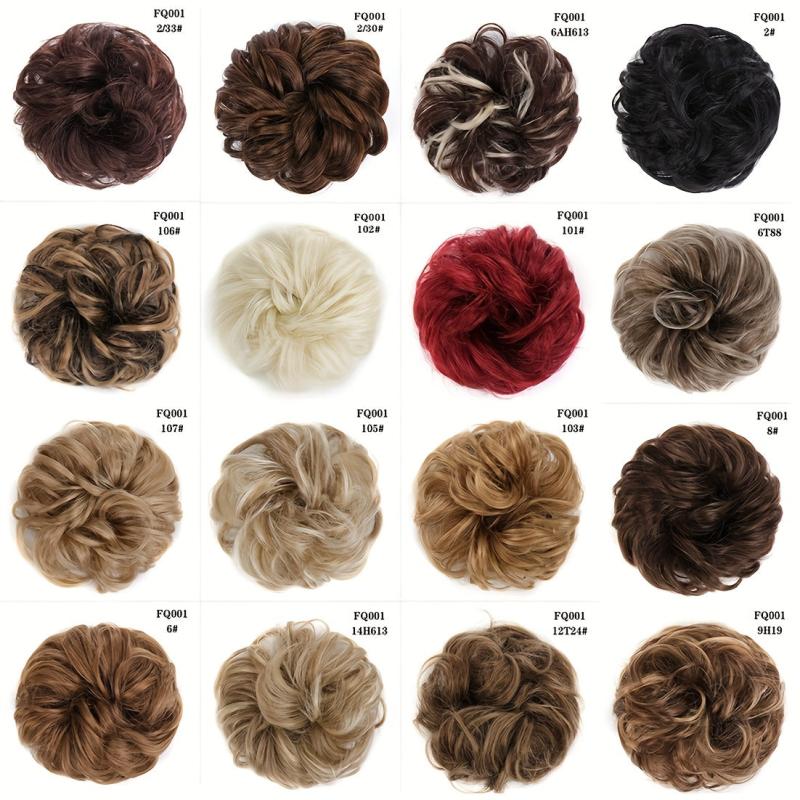 Messy Hair Bun Scrunchies Extension Curly Wavy Chignon Updo Hairpiece