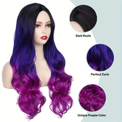 Long Purple Ombre Wavy Wig