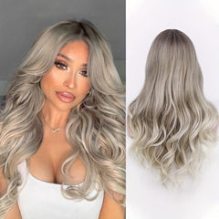 Long Purple Ombre Wavy Wig
