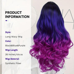 Long Purple Ombre Wavy Wig