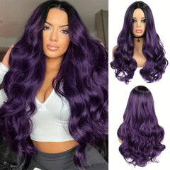 Long Purple Ombre Wavy Wig