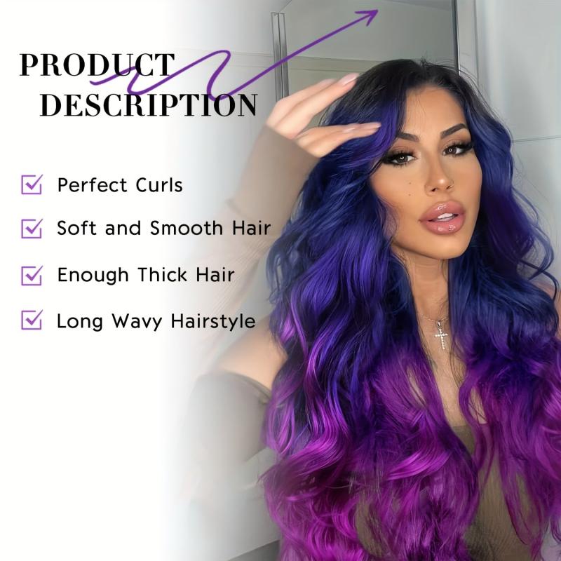 Long Purple Ombre Wavy Wig