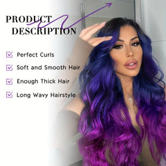 Long Purple Ombre Wavy Wig