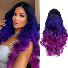 Long Purple Ombre Wavy Wig