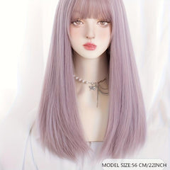 55 88 Cm Blonde Long Straight Hair Wigs With Bangs For Women