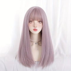 55 88 Cm Blonde Long Straight Hair Wigs With Bangs For Women