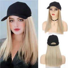 Blonde Hat Wig Baseball Cap Hair Extensions