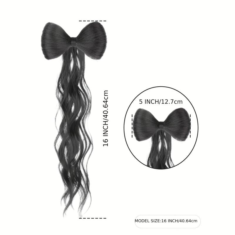 Bowknot Ponytail Medium Long Curly Wavy Ponytail Extensions Brown
