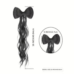 Bowknot Ponytail Medium Long Curly Wavy Ponytail Extensions Brown