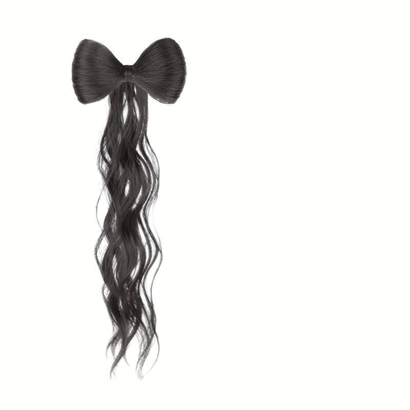 Bowknot Ponytail Medium Long Curly Wavy Ponytail Extensions Brown